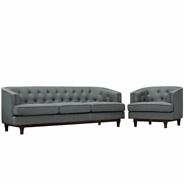 Modway Furniture Coast Living Room Sofa Set, Gray - Set of 2 EEI-2450-GRY-SET